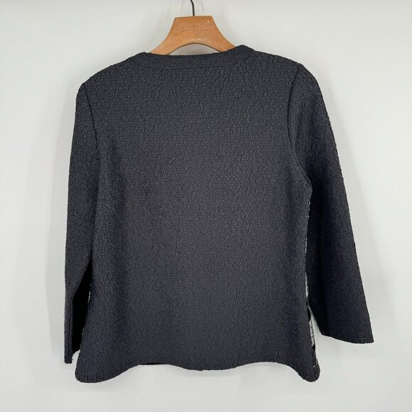 Berek Womens Black Gray crinkle Textured Open Front jacket Size Small - Picture 6 of 7